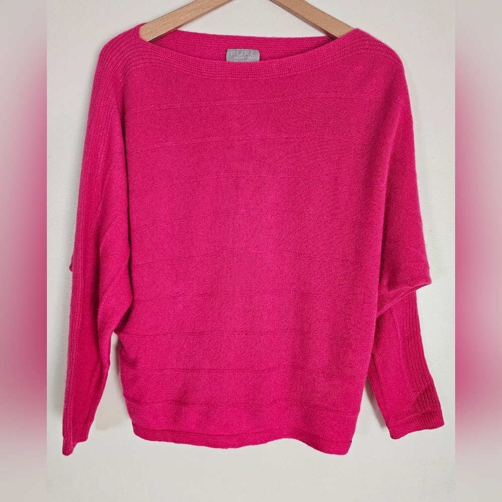 Pure Collection sz 6 100% cashmere pink dolman sleeve boatneck sweat…